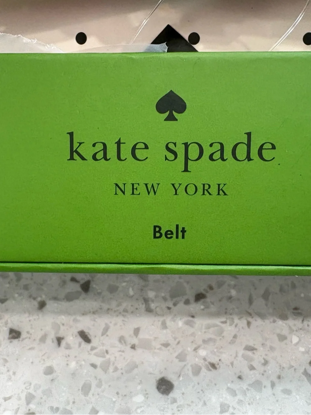 NEW kate spade Black Leather Belt with Gold Pave Spade Buckle Accent- S/M